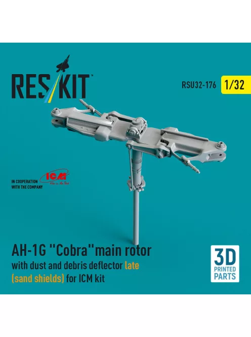 Reskit - AH-1G Cobra main rotor with dust and debris deflector (sand shields) late version for ICM kit (3D Printed)