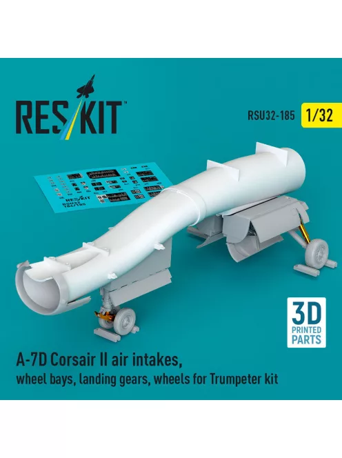 Reskit - A-7D Corsair II air intakes wheel bays landing gears wheels for Trumpeter kit (3D Printed)