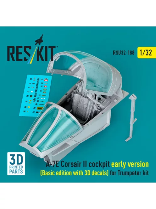 Reskit - A-7E Corsair II early cockpit (Basic edition with 3D decals) for Trumpeter kit (3D Printed)