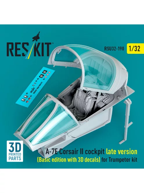 Reskit - A-7E Corsair II late cockpit (Basic edition with 3D decals) for Trumpeter kit (3D Printed)