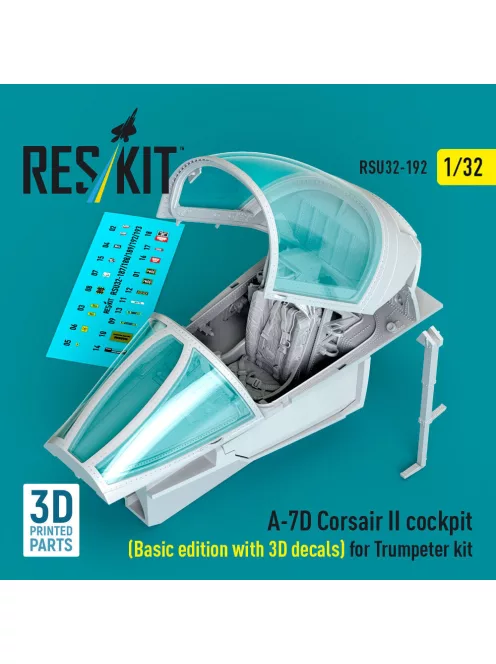 Reskit - A-7D Corsair II cockpit (Basic edition with 3D decals) for Trumpeter kit (3D Printed)