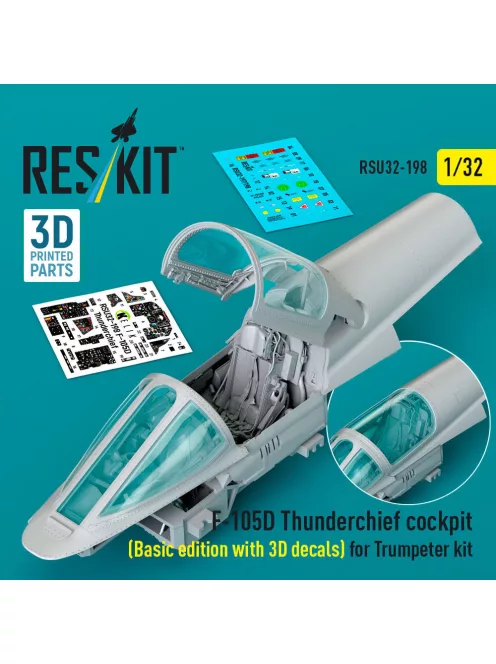 Reskit - F-105D Thunderchief cockpit (Basic edition with 3D decals) for Trumpeter kit (3D Printed)