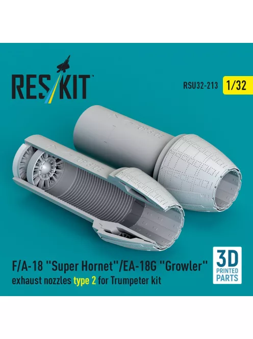 Reskit - F/A-18 Super Hornet/EA-18G Growler exhaust nozzles type 2 for Trumpeter kit (3D Printed)