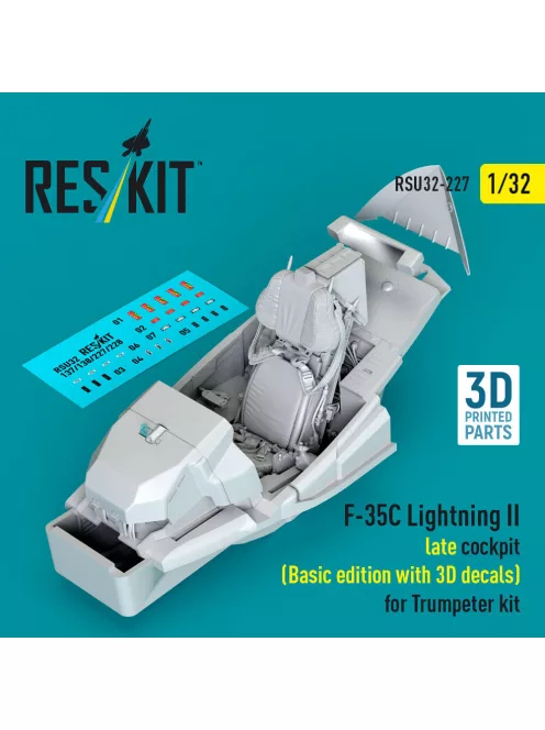 Reskit - F-35C Lightning II late cockpit (Basic edition with 3D decals) for Trumpeter kit (3D Printed)