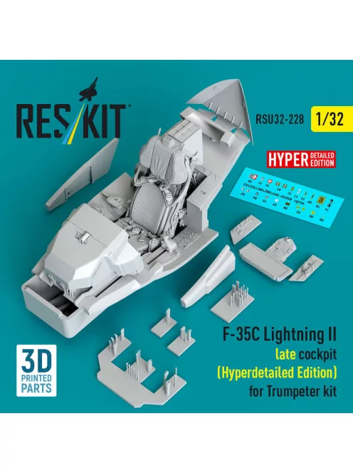 Reskit - F-35C Lightning II late cockpit (Hyperdetailed Edition) for Trumpeter kit (3D Printed)
