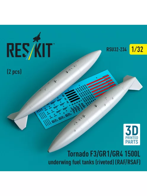 Reskit - Tornado F3/GR1/GR4 1500L underwing fuel tanks (riveted) (RAF/RSAF) (2 pcs) (3D Printed)