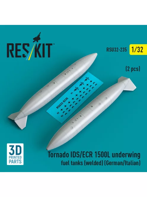 Reskit - Tornado IDS/ECR 1500L underwing fuel tanks (welded) (German AF / Italian AF) (2 pcs) (3D Printed)