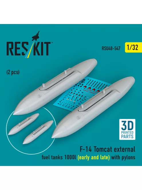Reskit - F-14 Tomcat external fuel tanks 1000l (early and late) with pylons (2pcs) (3D Printed)