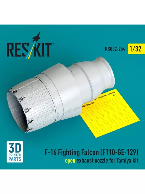 Reskit - F-16 Fighting Falcon (F110-GE-129) open exhaust nozzle for Tamiya kit (3D Printed)