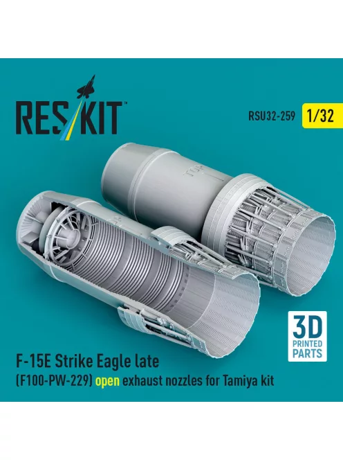 Reskit - F?15E Strike Eagle late (F100-PW-229) open exhaust nozzles for Tamiya kit (3D Printed)
