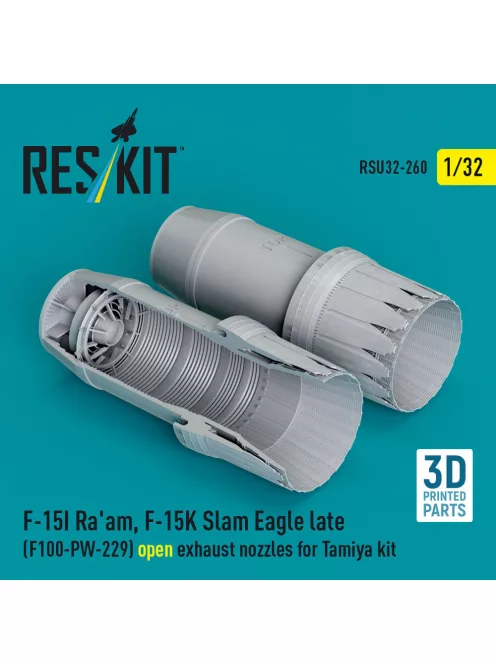 Reskit - F?15I Ra'am F?15K Slam Eagle late (F100-PW-229) open exhaust nozzles for Tamiya kit (3D Printed)