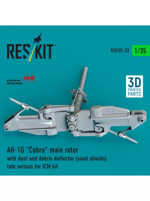 Reskit - AH-1G Cobra main rotor with dust and debris deflector (sand shields) late version for ICM kit (3D Printed)