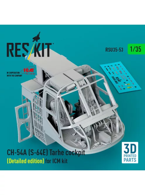 Reskit - CH-54A (S-64E) Tarhe cockpit (Detailed edition) for ICM kit (3D Printed)