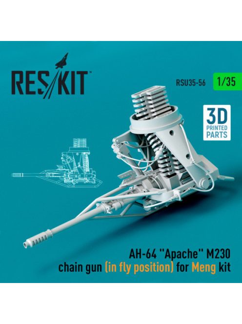 Reskit - AH-64 "Apache" M230 chain gun (in fly position) for Meng kit (3D Printed) (1/35)