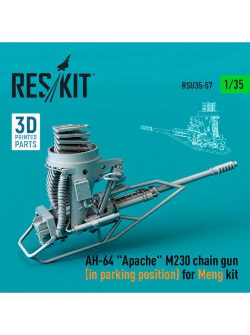 Reskit - AH-64 "Apache" M230 chain gun (in parking position) for Meng kit (3D Printed) (1/35)