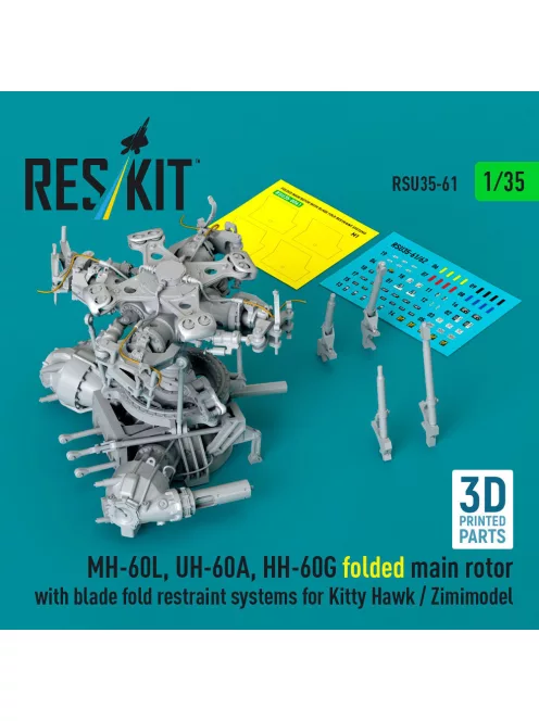 Reskit - MH-60L UH-60A HH-60G folded main rotor with blade fold restraint systems for Kitty Hawk / Zimimodel (3D Printed)