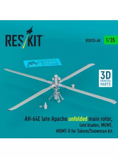  Reskit - AH-64E late Apache unfolded main rotor late blades MUMT MUMT-X for Takom/Snowman kit (3D Printed)