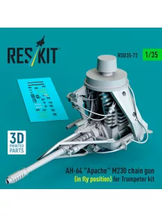   Reskit - AH-64 Apache M230 chain gun (in fly position) for Trumpeter kit (3D Printed)
