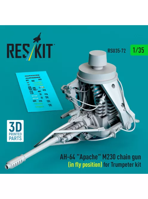 Reskit - AH-64 Apache M230 chain gun (in fly position) for Trumpeter kit (3D Printed)