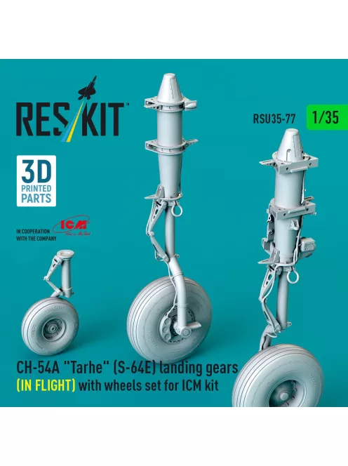 Reskit - CH-54A Tarhe(S-64E) landing gear (IN FLIGHT) with wheels set for ICM kit (3D Printed)