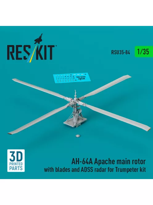 Reskit - AH-64A Apache main rotor with blades and ADSS radar for Trumpeter kit (3D Printed)