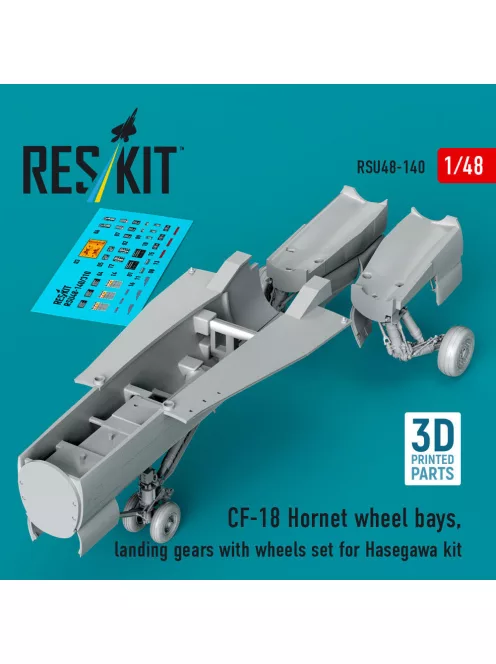 Reskit - CF-18 Hornet wheel bays landing gears with wheels set for Hasegawa kit (3D Printed)