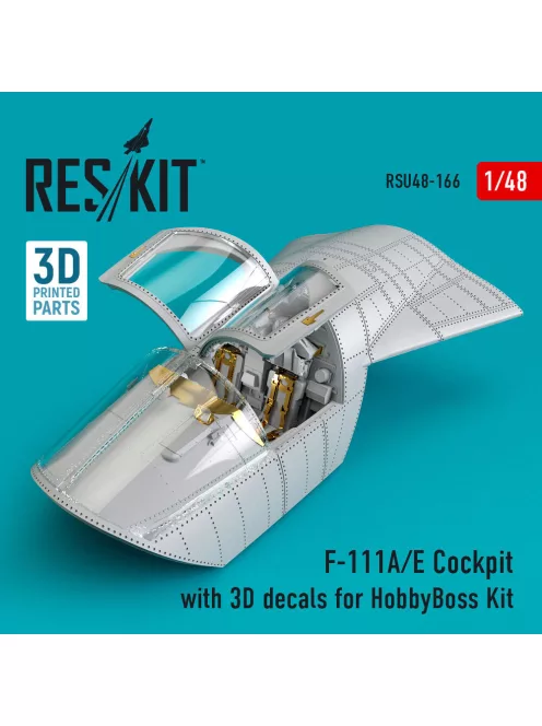 Reskit - F-111A/E Cockpit with 3D decals for HobbyBoss kit (3D Printed)
