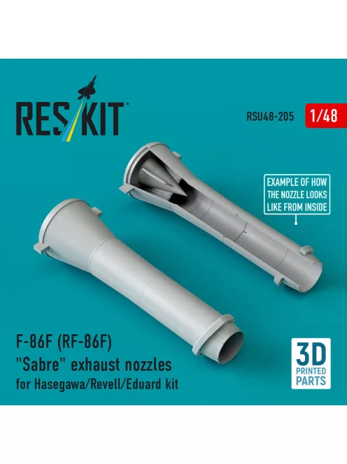 Reskit - F-86F (RF-86F) Sabre exhaust nozzles for Hasegawa/Revell/Eduard kit (3D Printed)