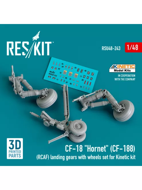 Reskit - CF-18 Hornet (CF-188) (RCAF) landing gears with wheels set for Kinetic kit (3D Printed)