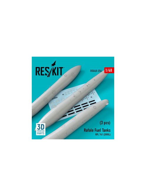 Reskit - Rafale Fuel Tanks RPL 741 (2000L) (3 pcs) (3D Printed) (1/48)