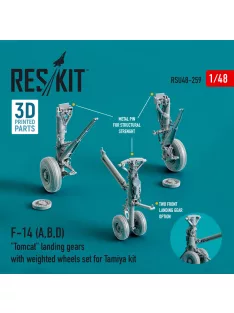   Reskit - F-14 (A,B,D) Tomcat landing gears with weighted wheels set for Tamiya kit (Resin & 3D Printed)
