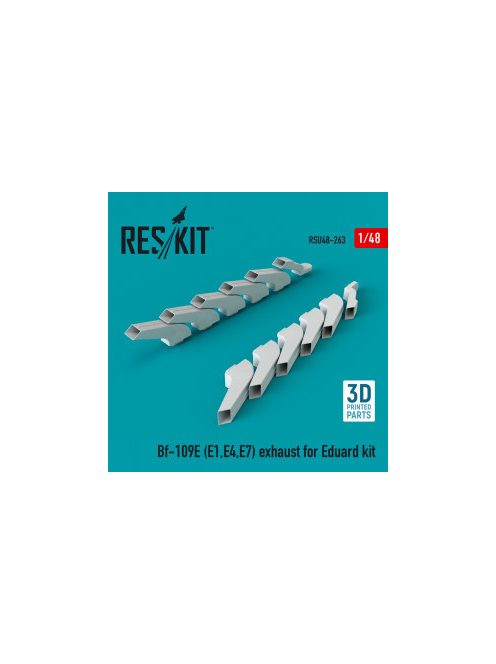 Reskit - Bf-109E (E1,E4,E7) exhaust for Eduard kit (3D Printed) (1/48)