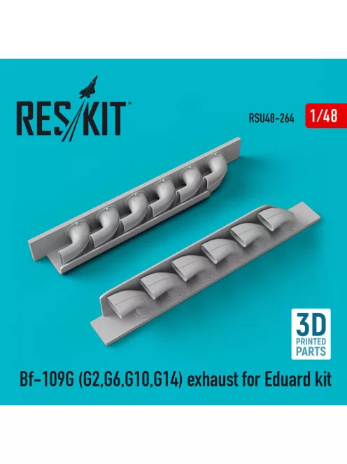Reskit - Bf-109G (G2,G6,G10,G14) exhaust for Eduard kit (3D Printed)