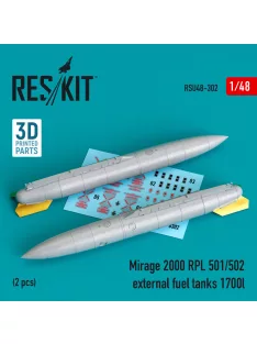   Reskit - Mirage 2000 RPL external fuel tanks 1700lt (2 pcs) (3D Printed)