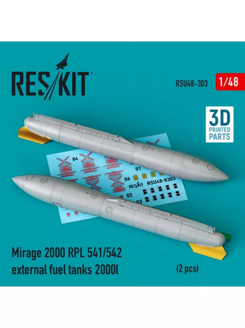 Reskit - Mirage 2000 RPL 541/542 external fuel tanks 2000lt (2 pcs) (3D Printed)