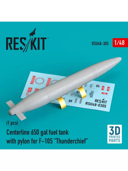 Reskit - Centerline 650 gal fuel tank with pylons for F-105 Thunderchief (1 pcs) (3D Printed)
