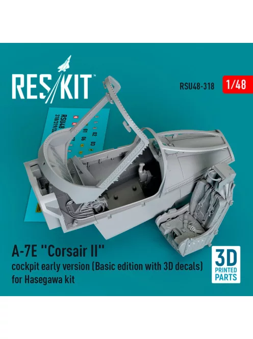 Reskit - A-7E Corsair II cockpit early version (Basic edition with 3D decals) for Hasegawa kit (3D Printed)