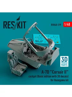   Reskit - A-7D Corsair II cockpit (Basic edition with 3D decals) for Hasegawa kit (3D Printed)