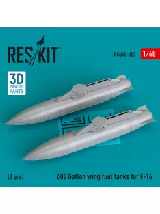   Reskit - 600 Gallon wing fuel tanks for F-16 & JSDF F2 (CJ/DJ Block 50/52, 50/52+, Sufa) (2 pcs) (3D Printed)