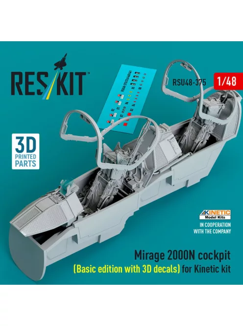 Reskit - Mirage 2000N cockpit (Basic edition with 3D decals) for Kinetic kit (3D Printed)