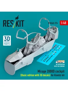   Reskit - Mirage 2000D cockpit (Basic edition with 3D decals) for Kinetic kit (3D Printed)