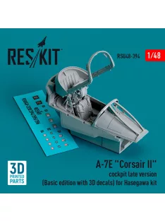   Reskit - A-7E Corsair II cockpit late version (Basic edition with 3D decals) for Hasegawa kit (3D Printed)