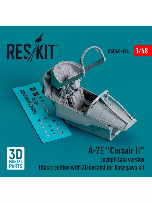 Reskit - A-7E Corsair II cockpit late version (Basic edition with 3D decals) for Hasegawa kit (3D Printed)