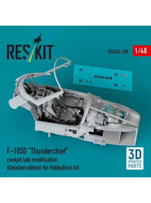Reskit - F-105D Thunderchief cockpit late modification (Detailed edition) for HobbyBoss kit (3D Printed)