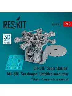   Reskit - CH-53E Super Stallion MH-53E Sea dragon unfolded main rotor (7 blades - 3 engines) for Academy kit (3D printed)