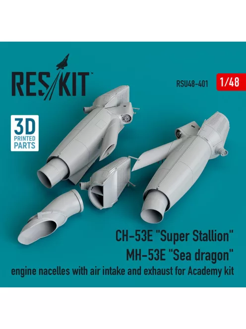 Reskit - CH-53E Super Stallion MH-53E Sea dragon engine nacelles with air intake and exhaust for Academy kit (3D printed)
