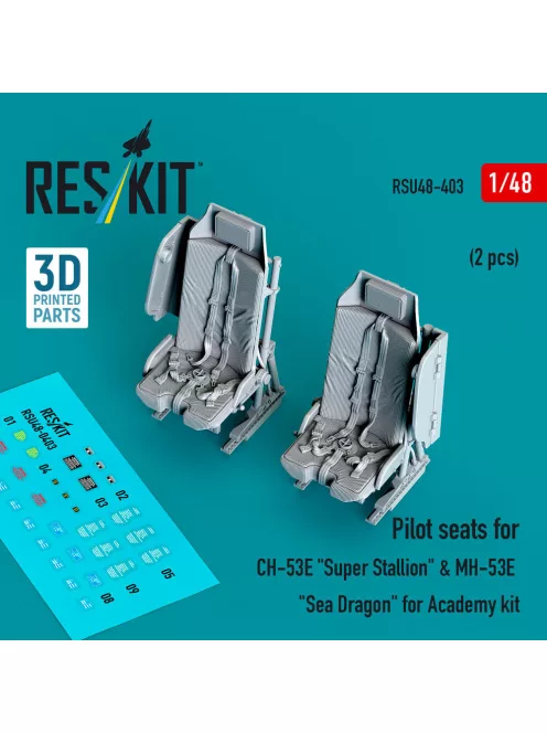 Reskit - Pilot seats for CH-53E Super Stallion & MH-53E Sea Dragon for Academy kit (2 pcs) (3D printed)