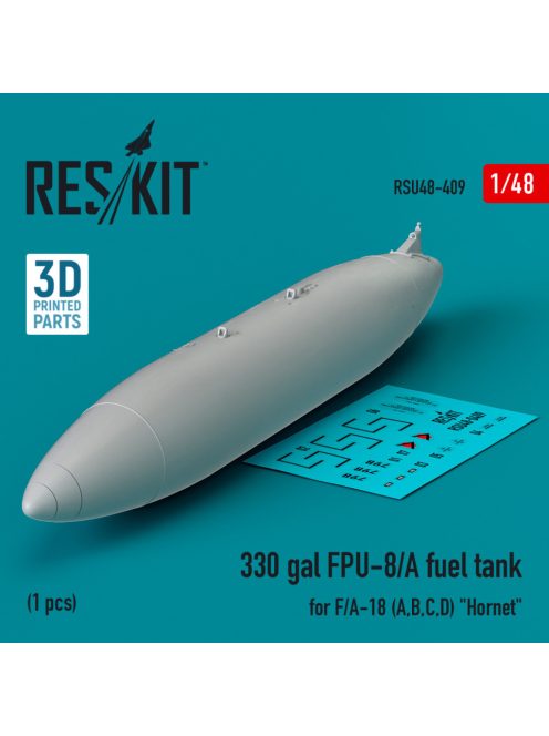 Reskit - 330 gallon FPU-8/A fuel tank for F/A-18 (A,B,C,D) "Hornet" (1 pcs) (3D Printed) (1/48)