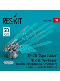   Reskit - CH-53E Super Stallion MH-53E Sea dragon folded main rotor with blade fold restraint systems (7 blades - 3 engines) for Academy kit (3D Printed)