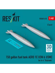   Reskit - 150 gallon fuel tank AERO 1C USN & USMC (2 pcs) for A-4 Skyhawk (3D Printed)